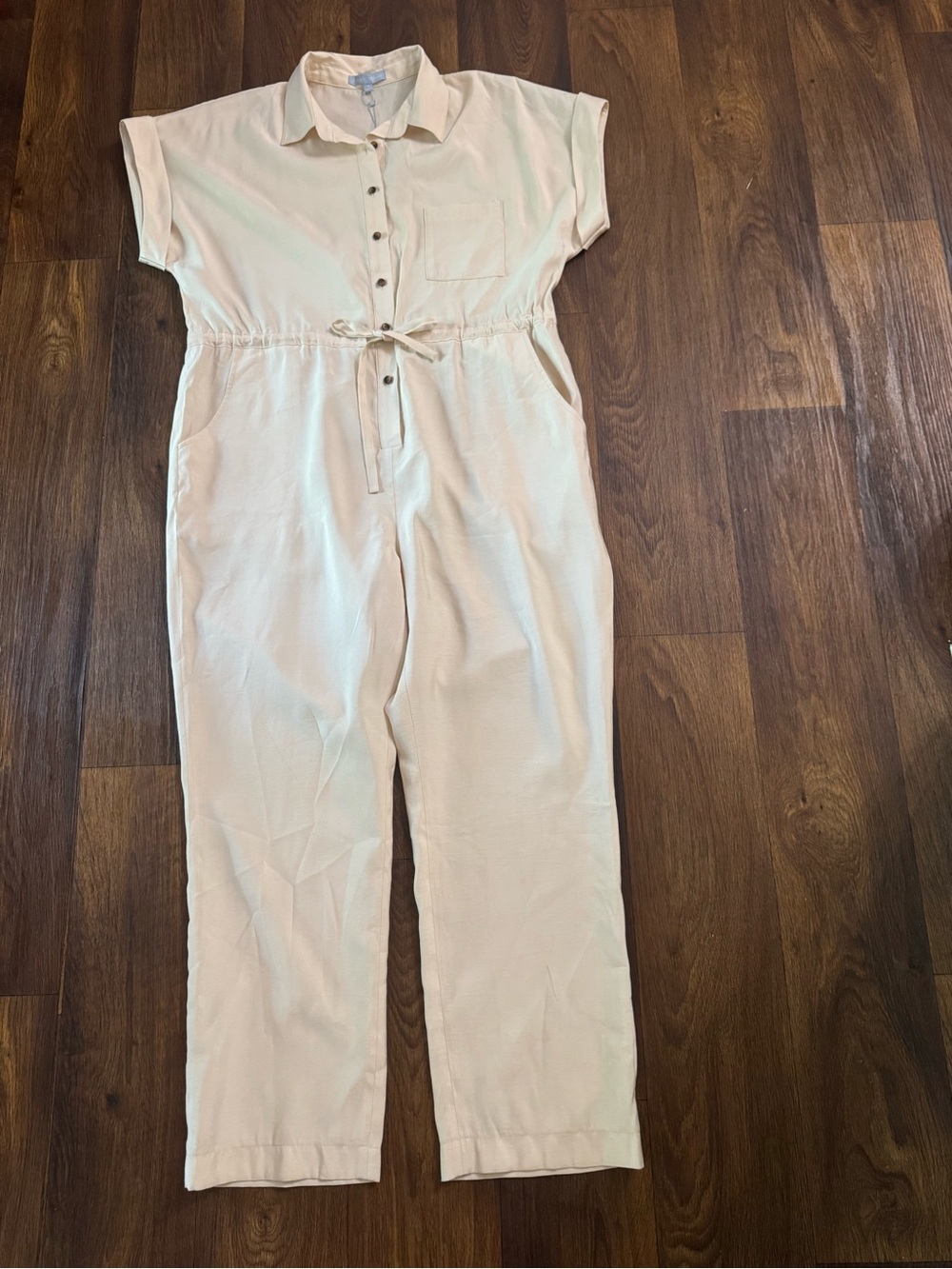 ANTONIO MELANI Soft Cream Button-Front Utility Jumpsuit